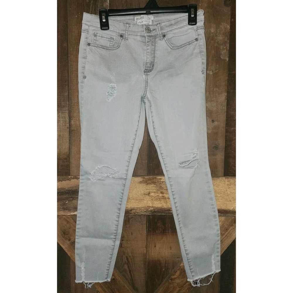 Mudd Jeans Womens 7 Mid Rise Ankle Skinny FLX Stretch Jean Distressed Punk Rock
